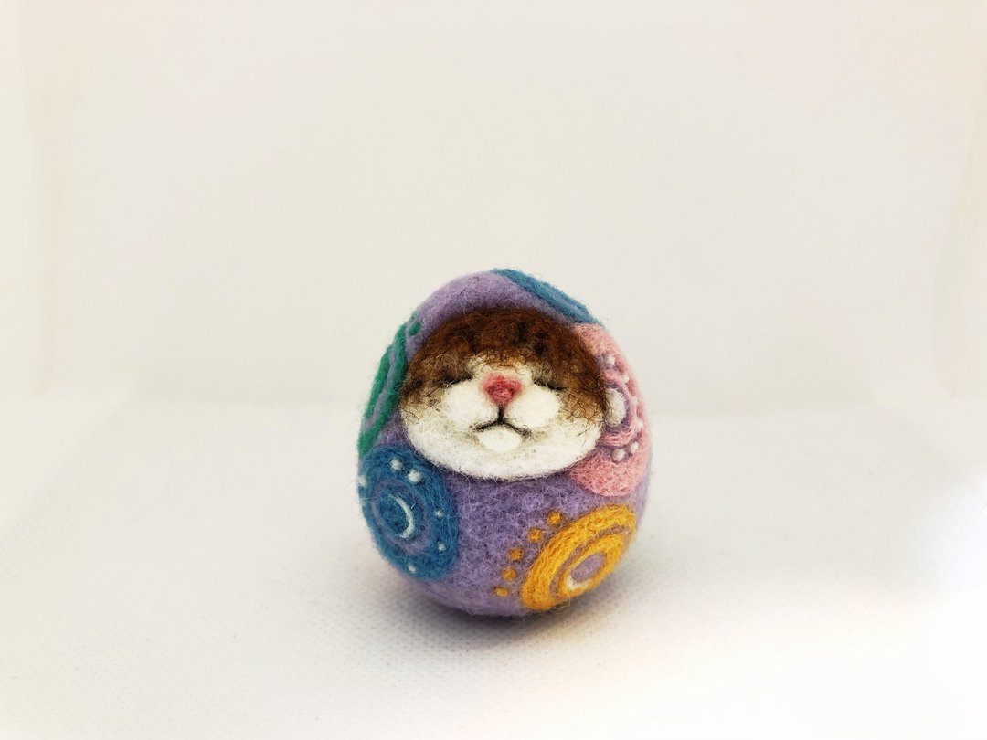 羊毛毡复活节彩蛋猫咪/摆饰/钥匙圈 - 钥匙链/钥匙包 - 羊毛 多色