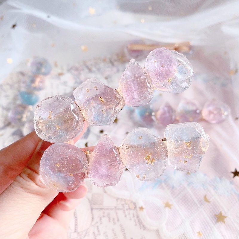 渐变色 冰块发夹 / 梦幻紫蓝色 - 发饰 - 树脂 紫色