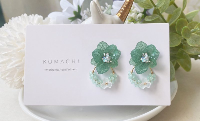 earthy green - 耳环/耳夹 - 植物．花 绿色