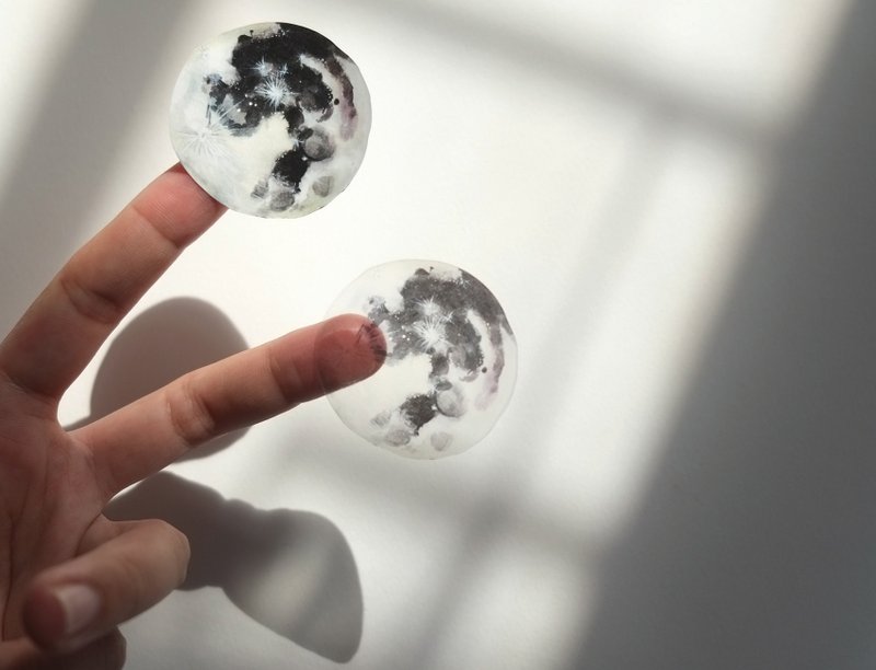 MOON  STICKER - watercolour - 贴纸 - 防水材质 黑色