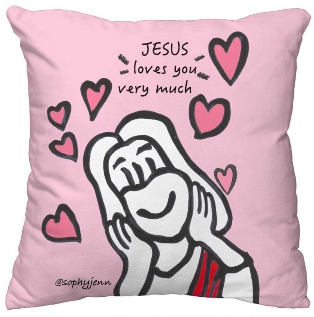 苏妃艺术 Sophie Art 耶稣爱你 Jesus loves you 抱枕 软绒毛 - 枕头/抱枕 - 聚酯纤维 