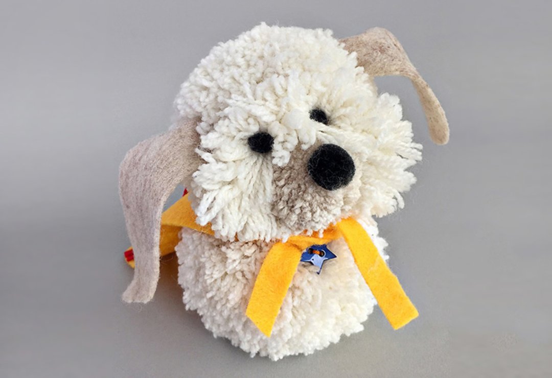 DIY Pom Pom Dog, PDF Materials, DIY Puppy Pom Pom. - 编织/刺绣/羊毛毡/裁缝 - 羊毛 多色