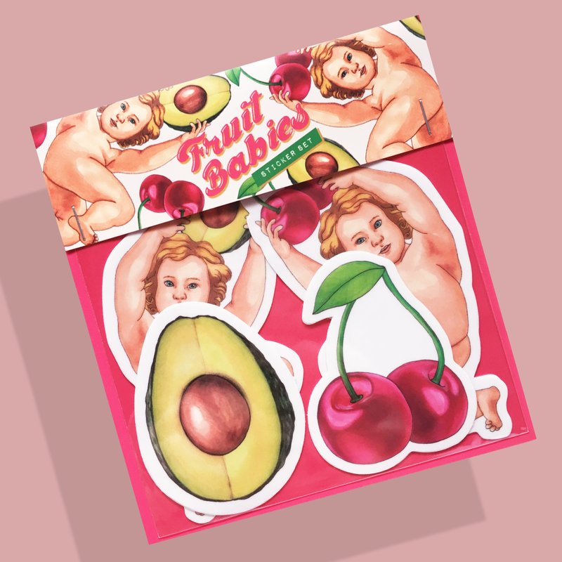 水果贝比透明贴纸组 - 贴纸 - 防水材质 粉红色