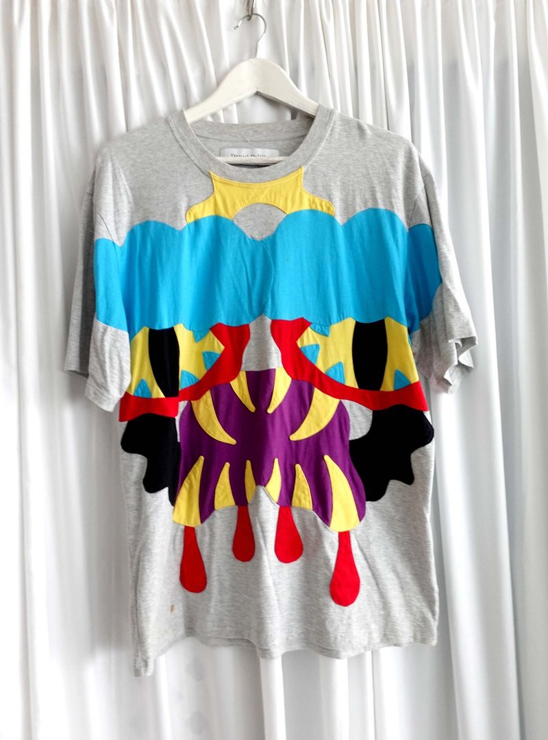 中古二手 美国品牌Daniel Palillo卡通面具重工拼布接缝宽松TEE - 男装上衣/T 恤 - 棉．麻 多色