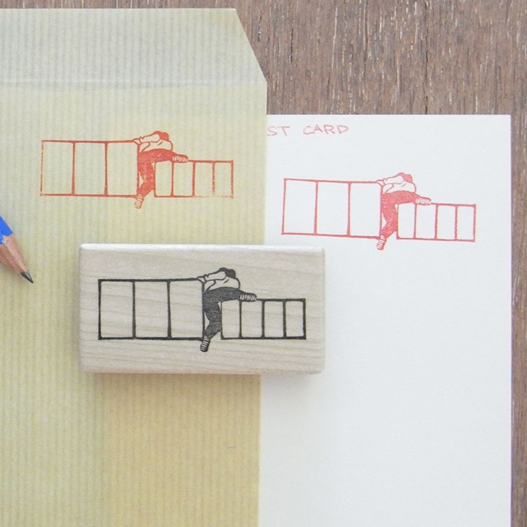 Hand made rubber stamp Climb - 印章/印台 - 橡胶 卡其色