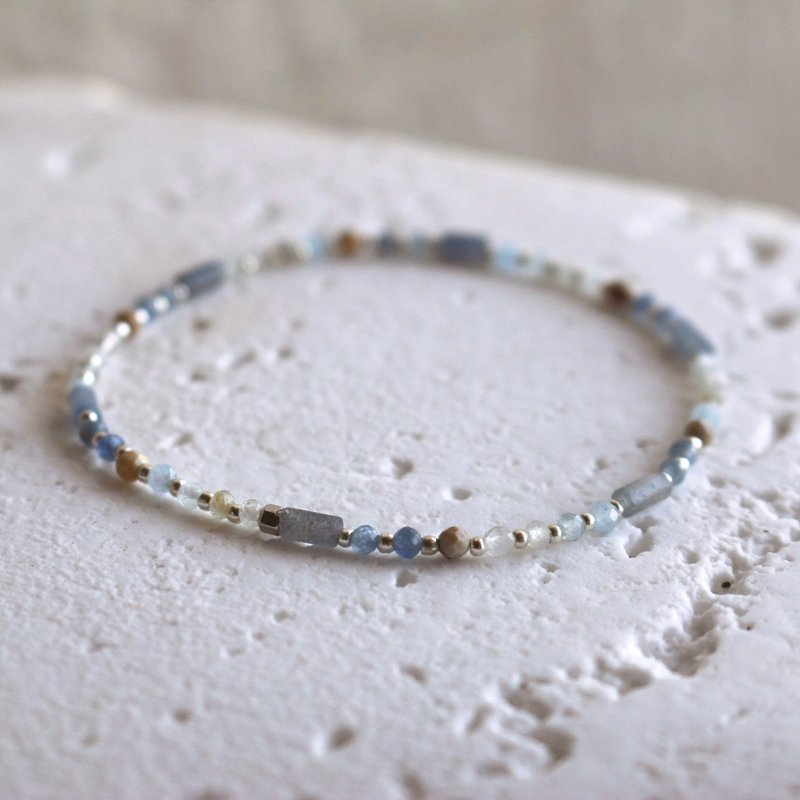 手环 带来安定 东陵石 蓝晶石 海蓝宝 - 好事近了 - - 手链/手环 - 宝石 蓝色