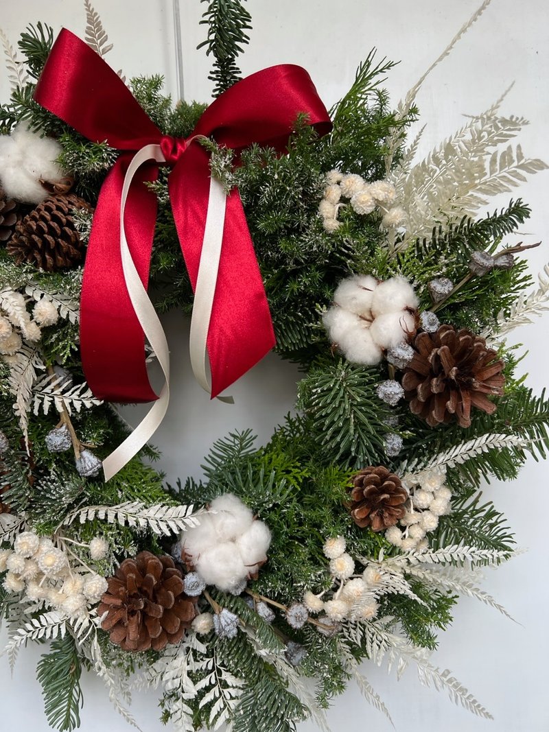 下雪的圣诞节花圈 - 干燥花/捧花 - 植物．花 白色