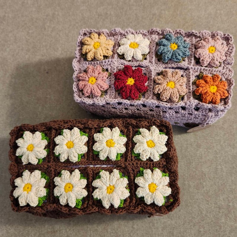 纯棉手工钩织 拼接花朵纸巾盒纸巾套 可定制多色 - 纸巾盒 - 棉．麻 