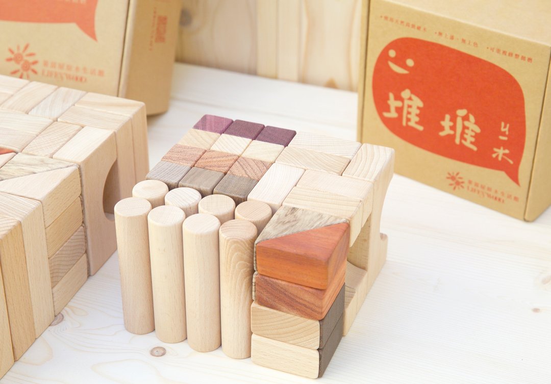 Goody Bag -堆堆mini｜彩色原木无漆积木＋魔杖福袋组 - 玩具/玩偶 - 木头 