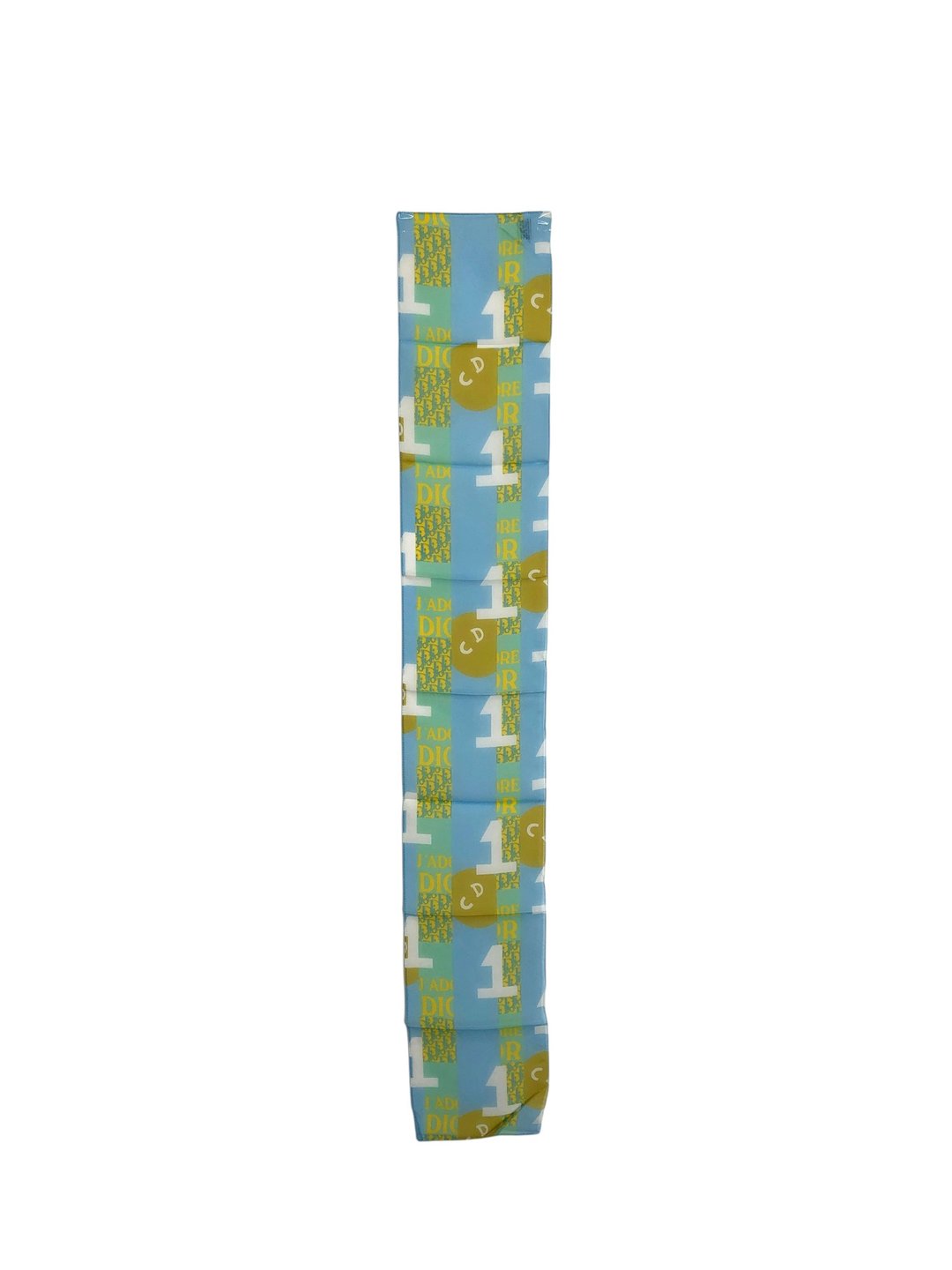 【日本直送 名牌中古包】Christian Dior 克里斯汀·迪奥 缇花丝巾 黄×蓝 CD 丝绸 5xvrtn - 丝巾 - 丝．绢 蓝色