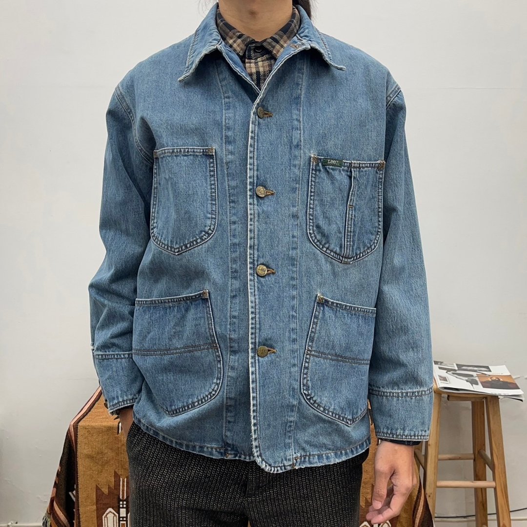 LEE 铁道工人 工作外套 牛仔卡 古着 coveralls 四口袋 - 男装外套 - 棉 蓝色