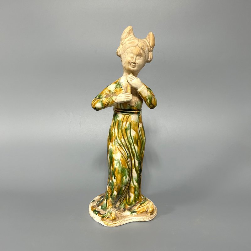 唐三彩仕女乐俑 - 摆饰 - 陶 卡其色