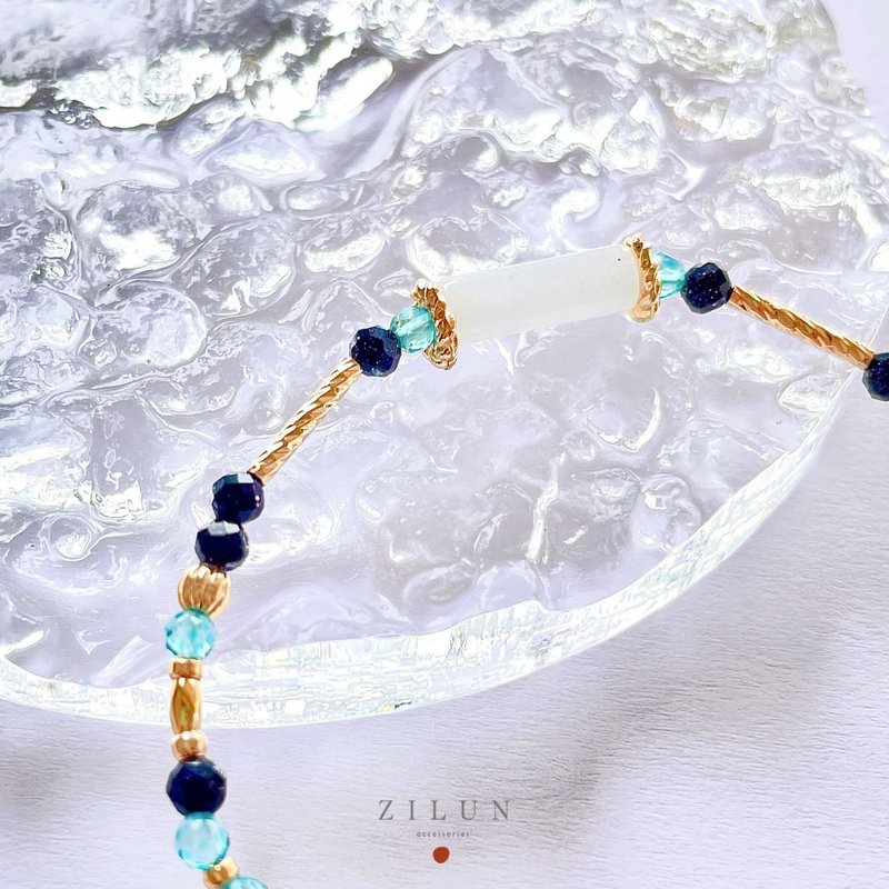 【十二月】诞生石手链 • 冰岛极光雪地蓝 成品&材料包 • 可碰水 - 手链/手环 - 铜/黄铜 