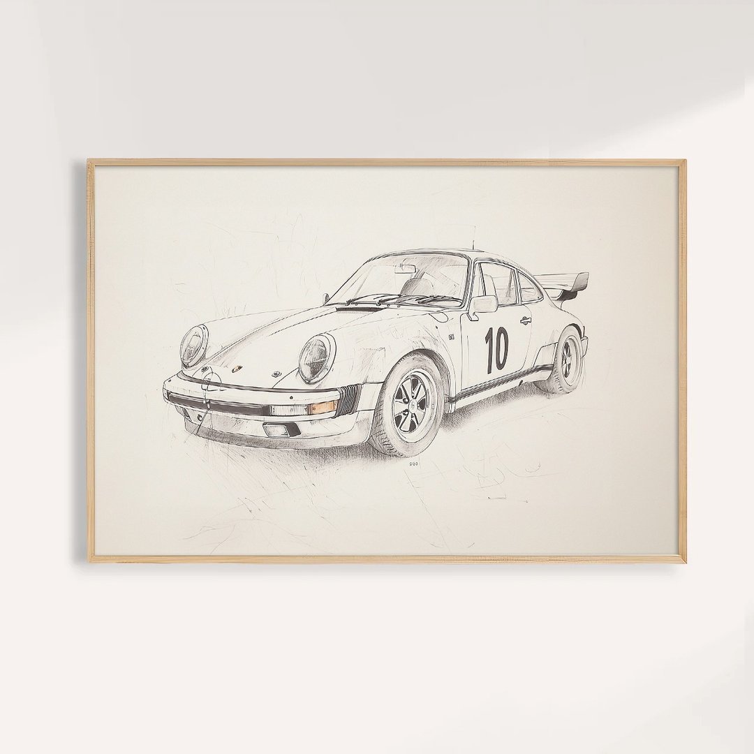 速度素描的经典 Porsche Sketch / 汽车插画 挂画 海报 - 海报/装饰画/版画 - 纸 