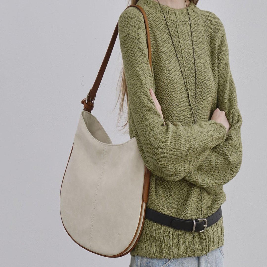 韓國製 MUR Pair bag 手袋/單肩包/上肩袋/手提袋 Suede Ivory Br - 侧背包/斜挎包 - 环保材料 