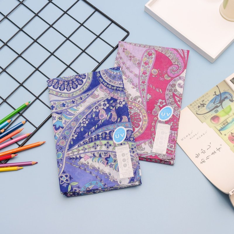 京都抗UV围巾-宝石(粉/蓝) - 围巾/披肩 - 棉．麻 