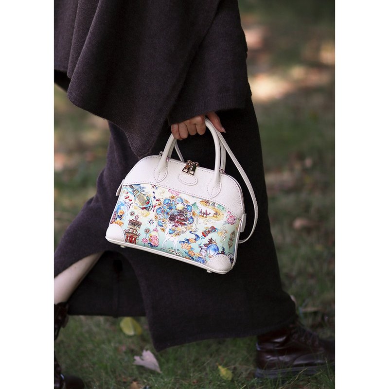 handmade全手缝真皮斜挎包手提包手作貝殼包 - 侧背包/斜挎包 - 真皮 白色