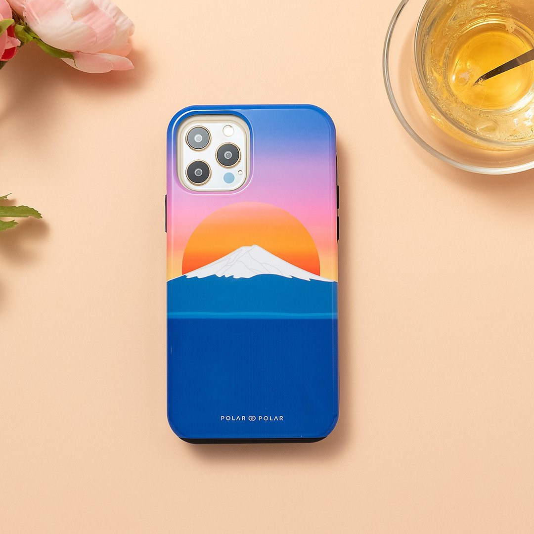 【富士山手机壳】夕阳富士山 iPhone 17/16/15 MagSafe 磁吸手机 - 手机壳/手机套 - 塑料 蓝色