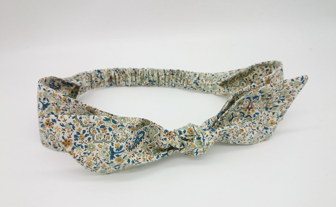 绿色碎花法国式绑带型发带hairband  *SK* - 发饰 - 棉 