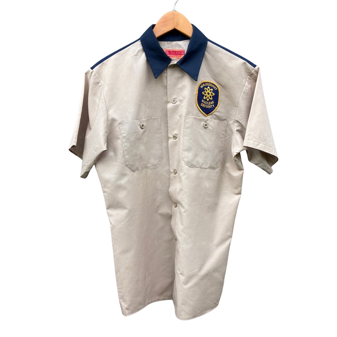 复古 80 年代 Wackenhut 核安保工作服制服衬衫 - 男装衬衫 - 棉 卡其色