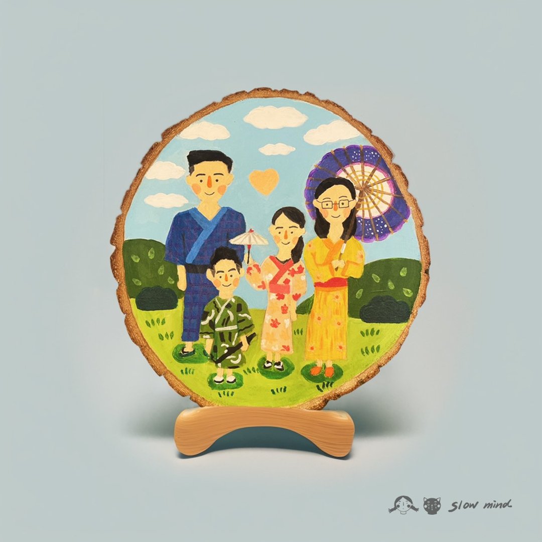 3-4人--定制香樟木画作(含画架) - 订制画像 - 木头 多色