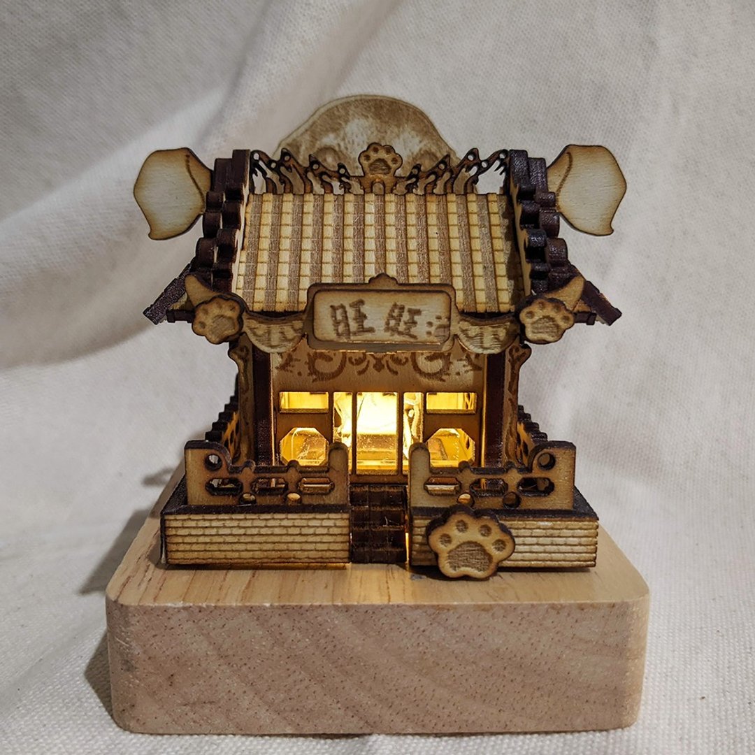 中式 庙宇 手作模型 迷你建筑 雕塑 展示模型 Miniature Shrine - 木工/竹艺/纸艺 - 木头 卡其色
