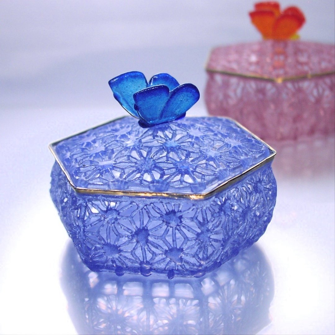 Glass accessory case (blue) - 收纳用品 - 玻璃 蓝色