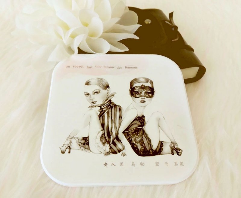 陶瓷杯垫│黑色神秘女性│ceramic coaster - 杯垫 - 陶 白色