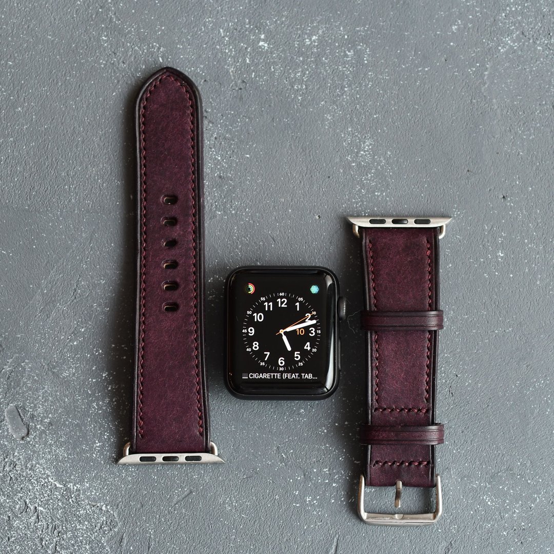 皮革 Apple Watch 表带 真皮 手工 礼物 38/40/41/42/44/45mm - 表带 - 真皮 紫色