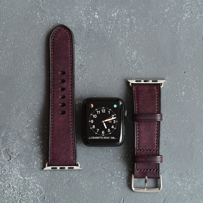 皮革 Apple Watch 表带 真皮 手工 礼物 38/40/41/42/44/45mm - 表带 - 真皮 紫色