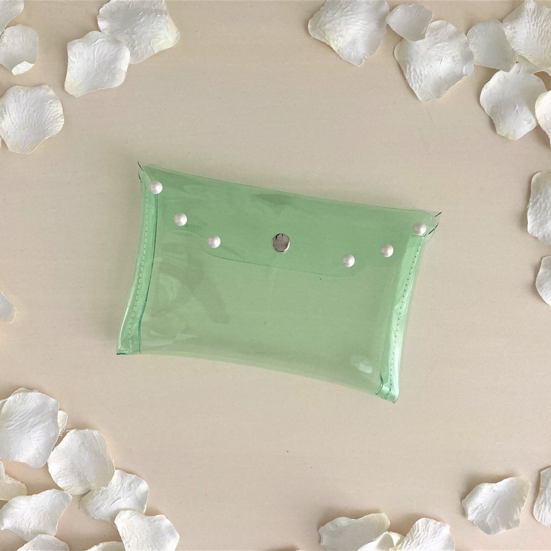 PVC scalar stud flat pouch light green - 化妆包/杂物包 - 其他材质 绿色