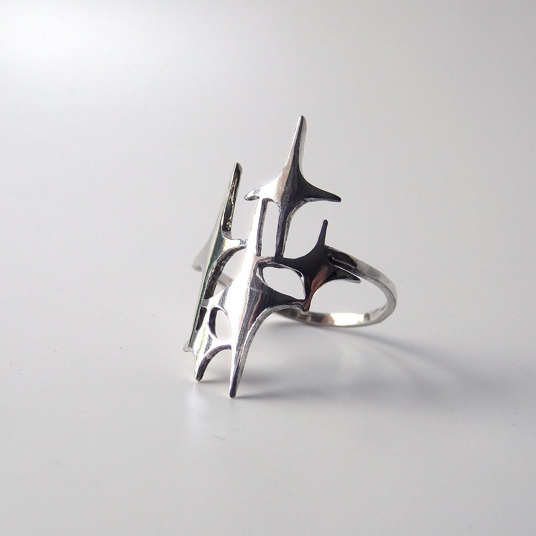Star decoration　ring　by　Gravi - 戒指 - 纯银 银色