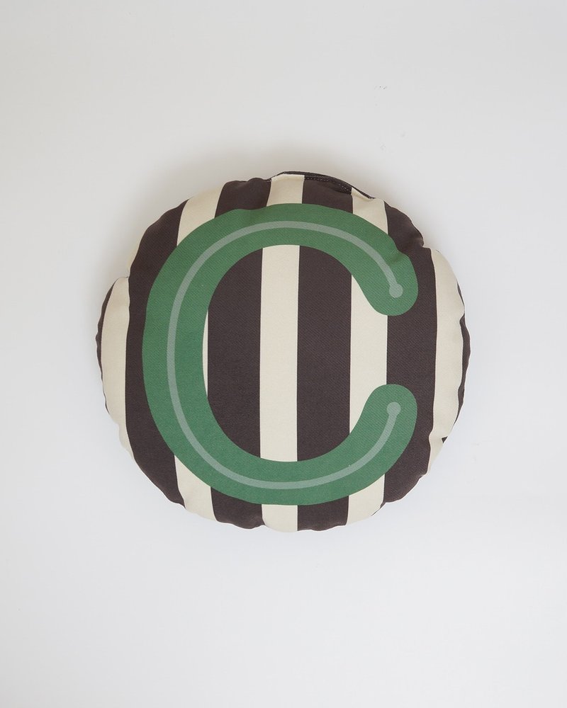 定制化A to Z 英文字母 圆形条纹抱枕 | 定制抱枕 | 抱枕 | 圆形 - 枕头/抱枕 - 棉．麻 红色