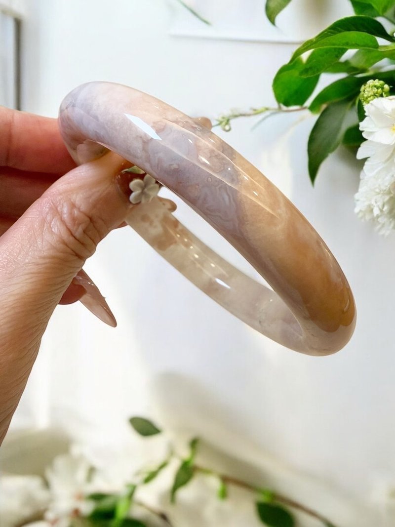 樱花玛瑙手镯玛瑙手镯绝美星空紫粉晚霞油画风太美!圆条55/56/57 - 手链/手环 - 玉石 