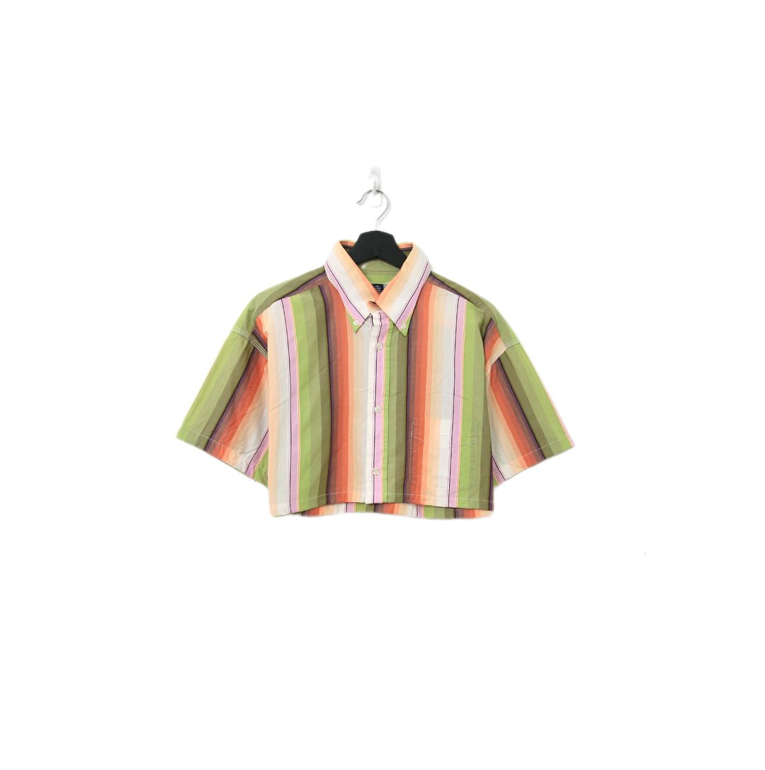 Back to Green-再制条纹短板衬衫 糖果色ds-15//vintage shirt - 女装衬衫 - 棉 