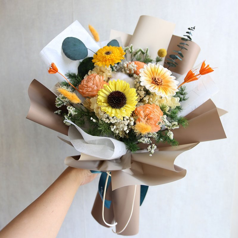 G74太阳菊橘色系毕业花束/毕业花礼/毕业礼物/花束/干燥花束 - 干燥花/捧花 - 植物．花 橘色