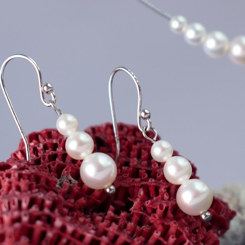 弥谙【渐变珍珠耳环】925银镀金天然珍珠简约时尚 - 耳环/耳夹 - 其他材质 