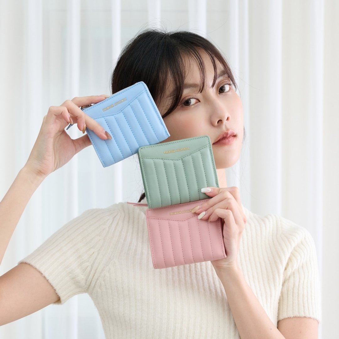 PA-Puffy真皮车线拉链短夹-多色任选 - 皮夹/钱包 - 真皮 多色