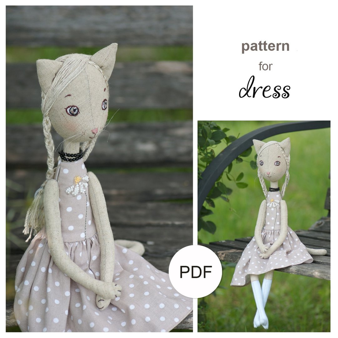 娃娃衣服图案 - 缝制软娃娃猫 - pdf数字图案 - 手工艺教程/工具书 - 其他材质 