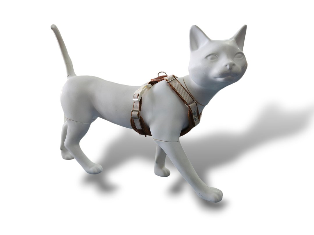 猫咪　小型犬 X胸背带 (典藏款) 咖啡 - 项圈/牵绳 - 其他材质 