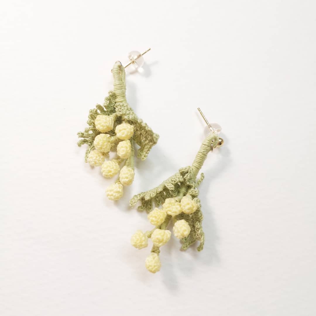 女人节新品My Fancy Handmade小黄花耳环 - 耳环/耳夹 - 棉 黄色