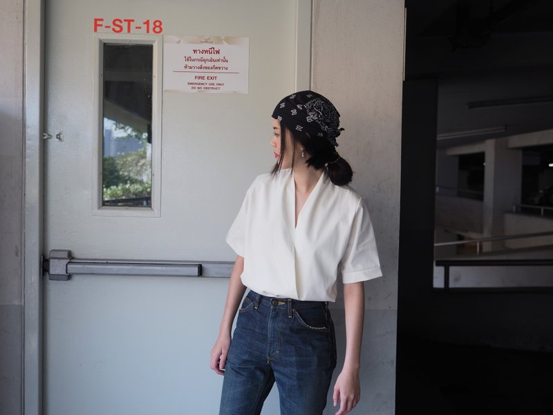 halve C top - 女装上衣 - 棉．麻 白色