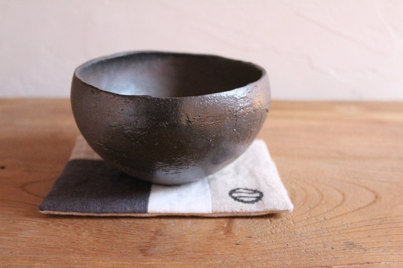 With tea bowl tea mat - 碗 - 陶 咖啡色