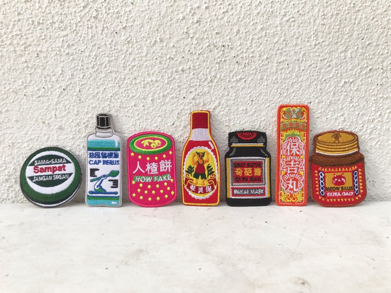 马来西亚 亚洲药膏 刺绣徽章 热烫 别针 驱风油虎标油 搞笑刺绣 - 胸针 - 其他材质 