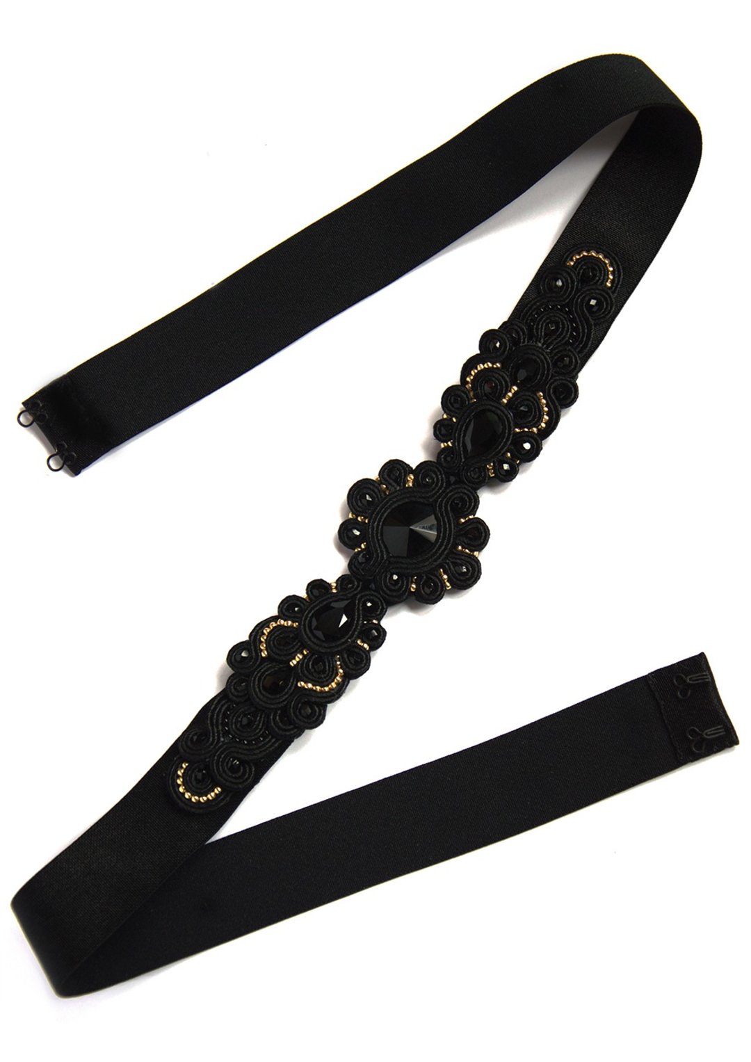 Belt Black and gold Embellished beltChristmas Gift Wrapping - 皮带/腰带 - 其他材质 黑色