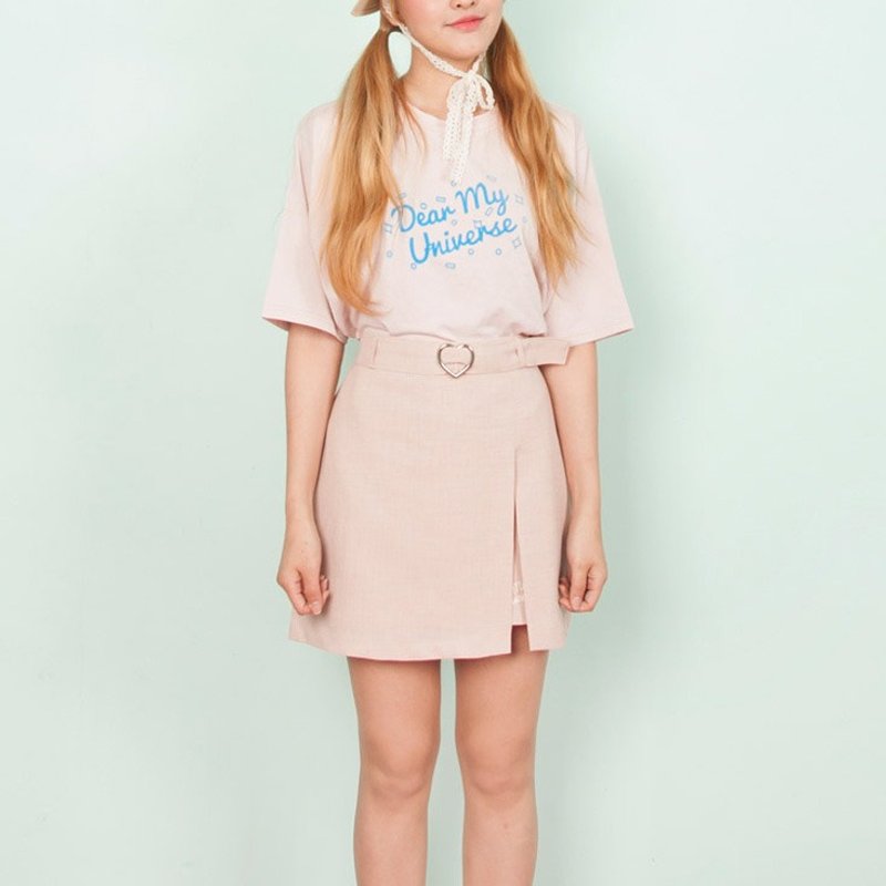 Dear My Universe 宽松Logo上衣 - 粉 - 女装 T 恤 - 棉．麻 粉红色