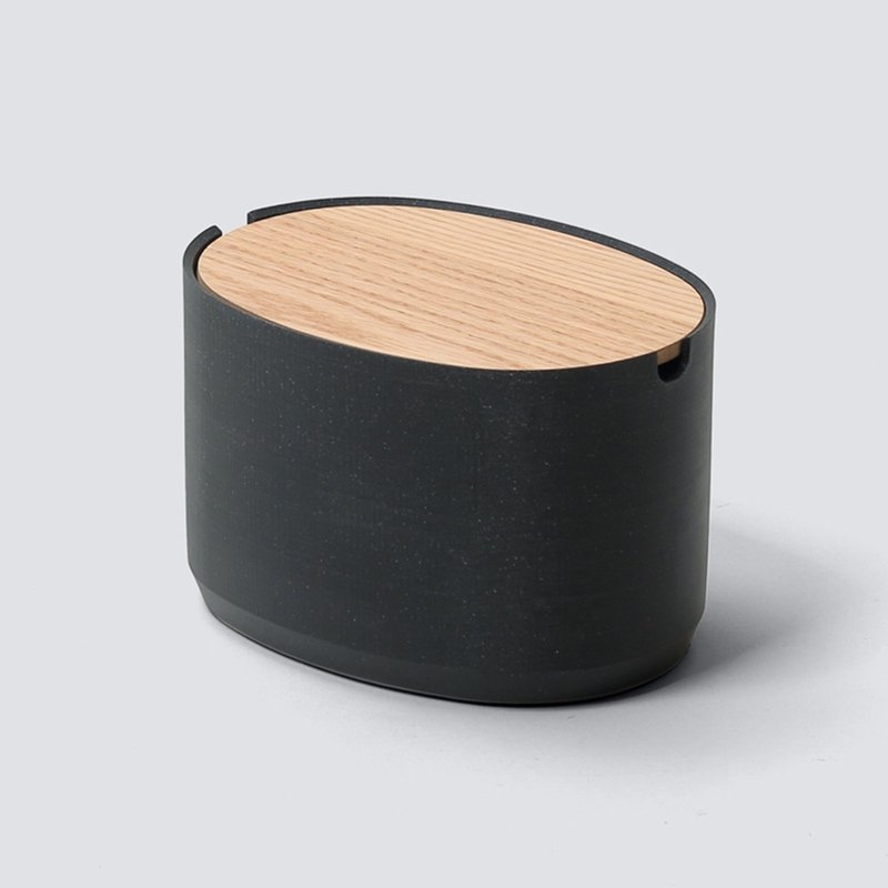 日本ideaco 砂岩深型椭圆形收纳盒(大)-多色可选 - 收纳用品 - 其他材质 黑色