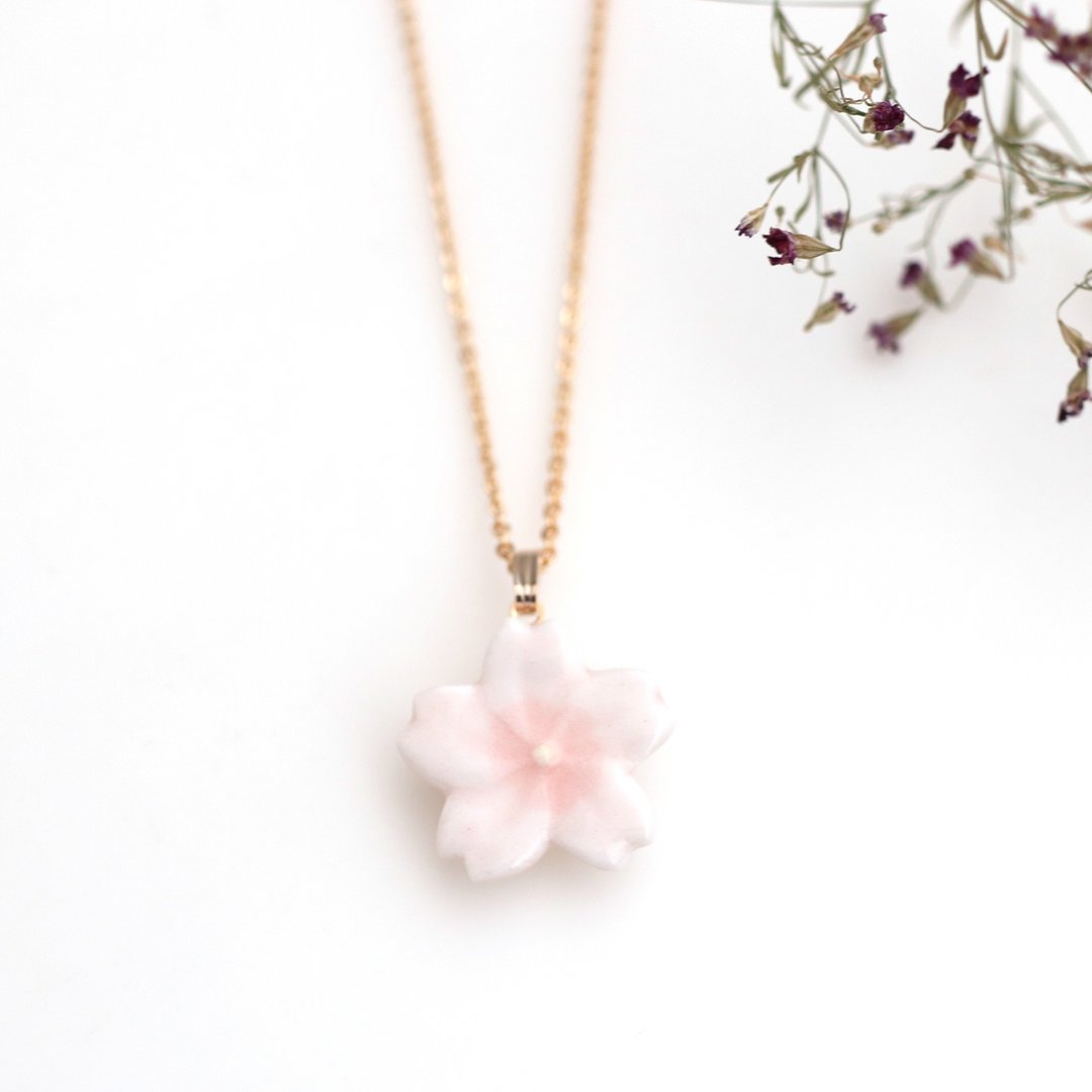 Sakura necklace - 项链 - 瓷 粉红色
