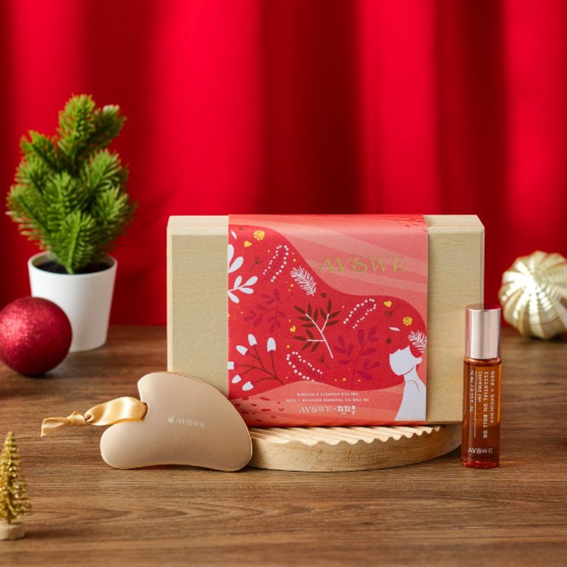 【圣诞礼盒l 快速出货】心语金彩减压刮痧按摩礼盒| 10%公益捐赠 - 香薰/精油/线香 - 精油 