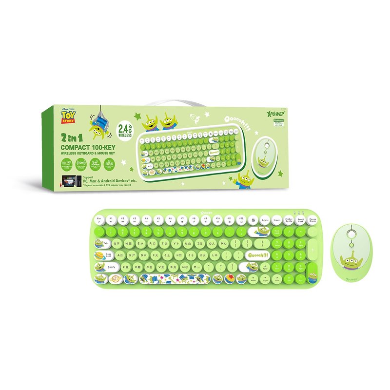 XPower x Toy Story 三眼仔系列 KB7 2合1无线键盘鼠标套装 - 电脑配件 - 其他金属 绿色